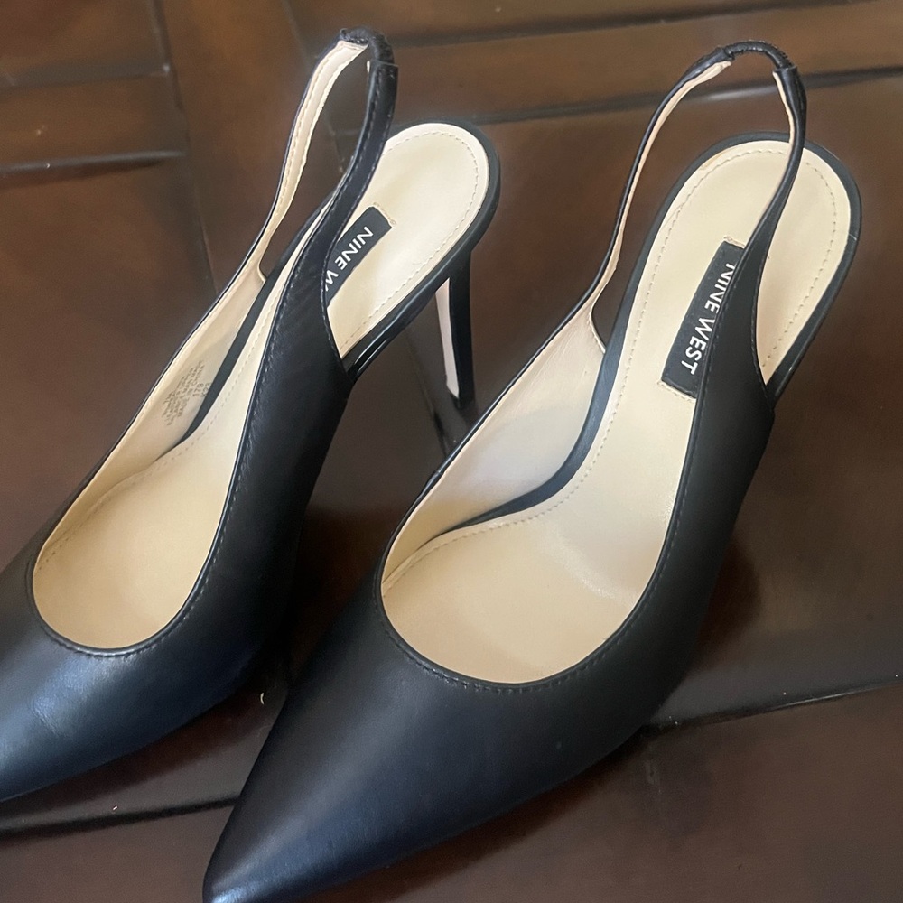 Nine West Black Leather Heels